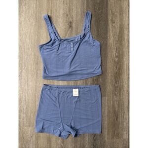 Auden Sleepwear Women's size XL 16 Blue Tank Top And Boy Shorts Lounge Set